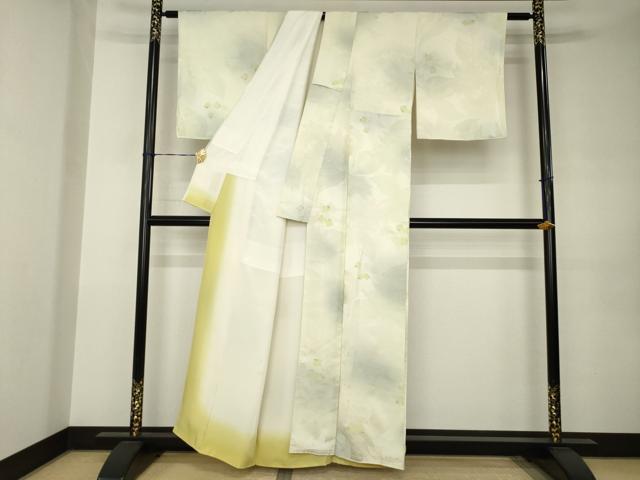 平和屋着物●上質な小紋　枝花文　地紋起こし　正絹　逸品　AABJ9259ck