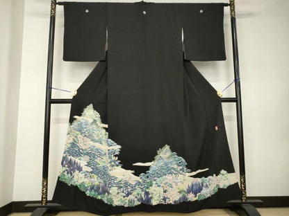 平和屋着物●本加賀友禅作家　東藤岳　黒留袖　遠山風景文　正絹　逸品　AABJ9260ck