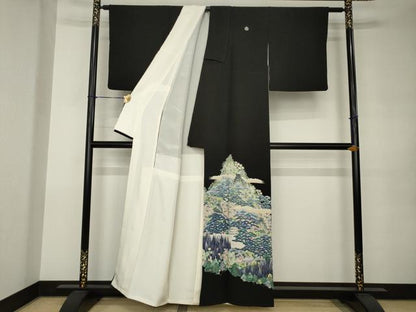 平和屋着物●本加賀友禅作家　東藤岳　黒留袖　遠山風景文　正絹　逸品　AABJ9260ck