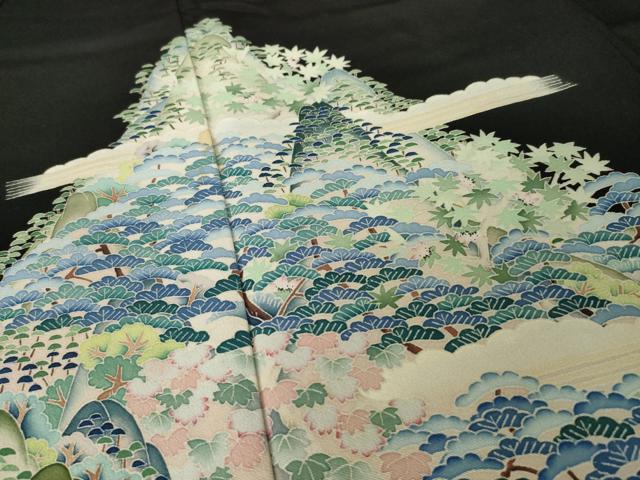 平和屋着物●本加賀友禅作家　東藤岳　黒留袖　遠山風景文　正絹　逸品　AABJ9260ck