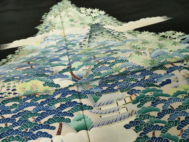 平和屋着物●本加賀友禅作家　東藤岳　黒留袖　遠山風景文　正絹　逸品　AABJ9260ck