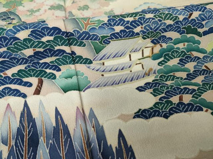 平和屋着物●本加賀友禅作家　東藤岳　黒留袖　遠山風景文　正絹　逸品　AABJ9260ck