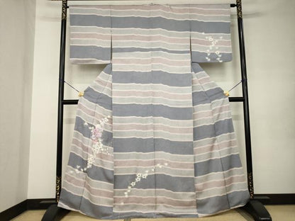 平和屋着物●訪問着　刺繍　草花文　金彩　そごう扱い　正絹　逸品　AABJ9263ck