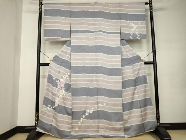 平和屋着物●訪問着　刺繍　草花文　金彩　そごう扱い　正絹　逸品　AABJ9263ck
