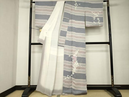 平和屋着物●訪問着　刺繍　草花文　金彩　そごう扱い　正絹　逸品　AABJ9263ck