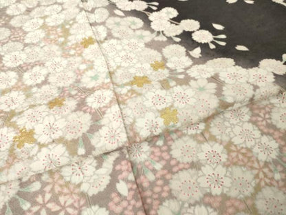 平和屋着物●訪問着　刺繍　枝垂れ桜　暈し染め　金糸　正絹　逸品　AABJ9267ck
