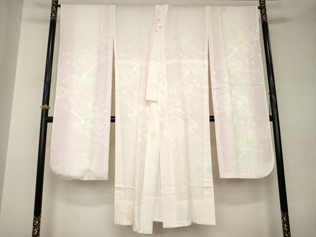 平和屋着物●振袖用長襦袢　無双仕立て　鏡裏花地紋　暈し染め　正絹　逸品　AABJ9268ck