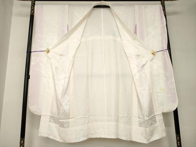 平和屋着物●振袖用長襦袢　無双仕立て　鏡裏花地紋　暈し染め　正絹　逸品　AABJ9268ck