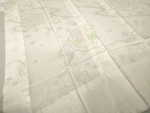 平和屋着物●振袖用長襦袢　無双仕立て　鏡裏花地紋　暈し染め　正絹　逸品　AABJ9268ck