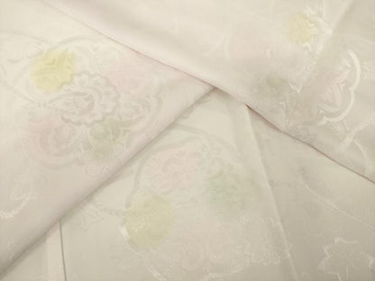 平和屋着物●振袖用長襦袢　無双仕立て　鏡裏花地紋　暈し染め　正絹　逸品　AABJ9268ck