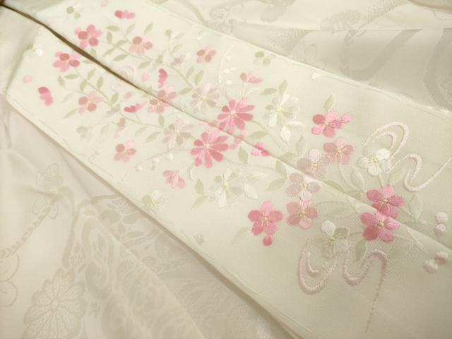 平和屋着物●振袖用長襦袢　無双仕立て　鏡裏花地紋　暈し染め　正絹　逸品　AABJ9268ck