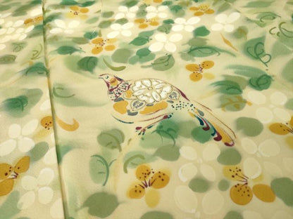 平和屋着物●訪問着　花鳥文　正絹　逸品　AABJ9269ck