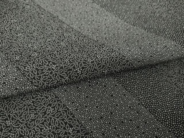 平和屋着物●江戸小紋　斜縞花文　黒地　正絹　逸品　AABJ9270ck