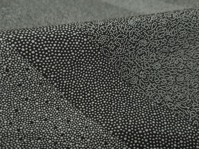 平和屋着物●江戸小紋　斜縞花文　黒地　正絹　逸品　AABJ9270ck