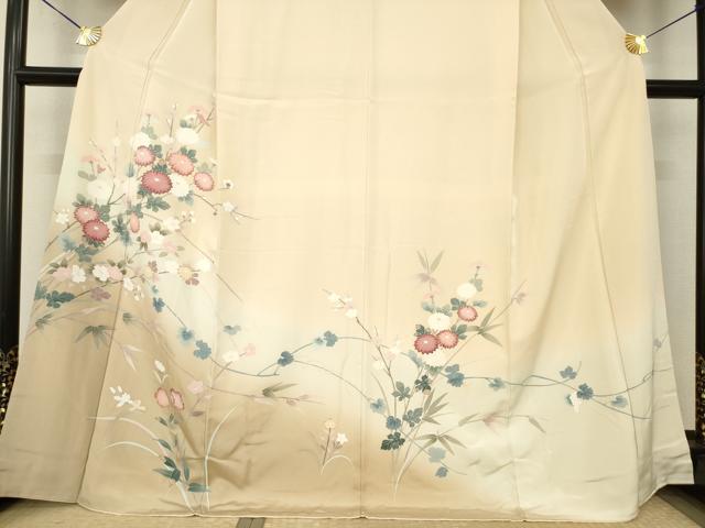 平和屋着物●訪問着　友禅　枝花文　暈し染め　正絹　逸品　AABJ9272ck