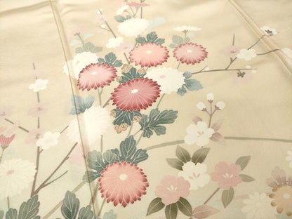 平和屋着物●訪問着　友禅　枝花文　暈し染め　正絹　逸品　AABJ9272ck