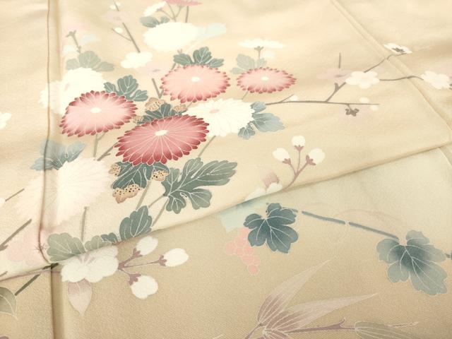 平和屋着物●訪問着　友禅　枝花文　暈し染め　正絹　逸品　AABJ9272ck