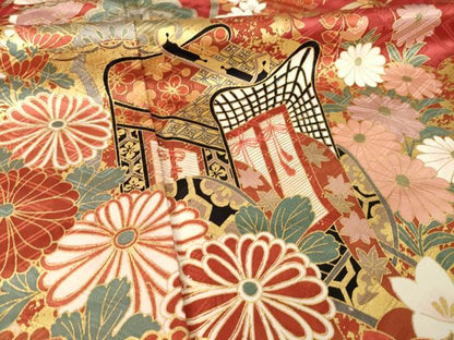 平和屋着物●豪華振袖　御所車花文　暈し染め　金彩　正絹　逸品　AABJ9273ck