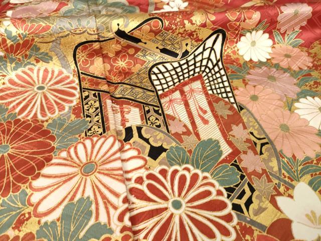平和屋着物●豪華振袖　御所車花文　暈し染め　金彩　正絹　逸品　AABJ9273ck