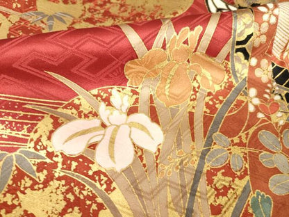 平和屋着物●豪華振袖　御所車花文　暈し染め　金彩　正絹　逸品　AABJ9273ck