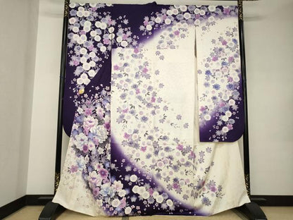 平和屋着物●豪華振袖　刺繍　枝垂れ花文　暈し染め　金糸　銀彩　京都きもの友禅扱い　正絹　逸品　AABJ9275ck