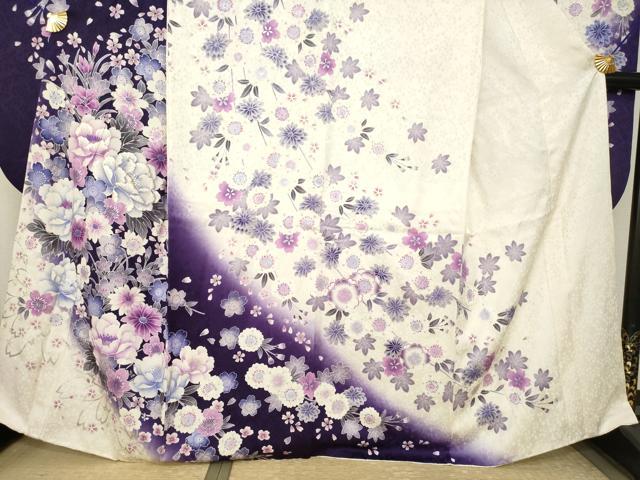平和屋着物●豪華振袖　刺繍　枝垂れ花文　暈し染め　金糸　銀彩　京都きもの友禅扱い　正絹　逸品　AABJ9275ck