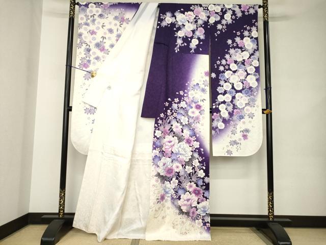 平和屋着物●豪華振袖　刺繍　枝垂れ花文　暈し染め　金糸　銀彩　京都きもの友禅扱い　正絹　逸品　AABJ9275ck