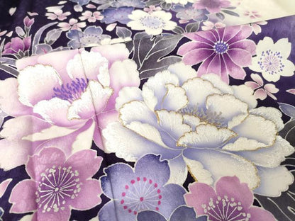 平和屋着物●豪華振袖　刺繍　枝垂れ花文　暈し染め　金糸　銀彩　京都きもの友禅扱い　正絹　逸品　AABJ9275ck
