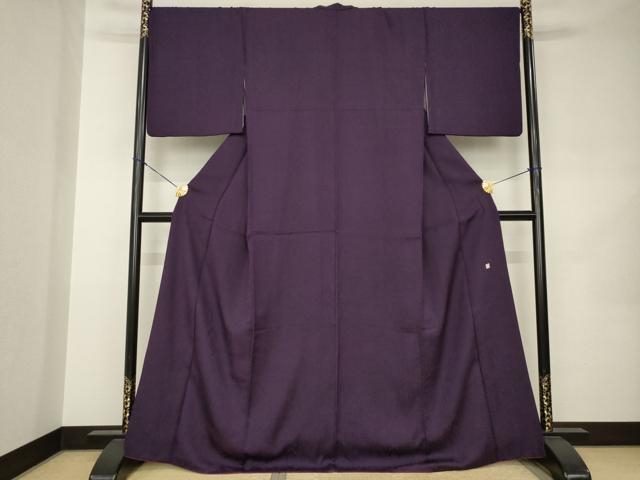 平和屋着物●上質な色無地　作家物　飾花地紋　黒紅色　正絹　逸品　AABJ9276ck