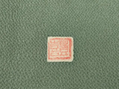 平和屋着物●人間国宝・羽田登喜男　訪問着　総刺繍　花唐草文　兎　金糸　浜ちりめん　反端付き　正絹　逸品　AABJ9277ck