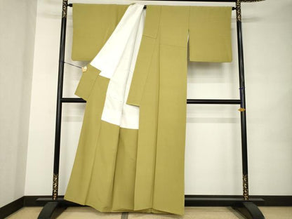 平和屋着物●上質な色無地　根岸色　正絹　逸品　AABJ9280ck