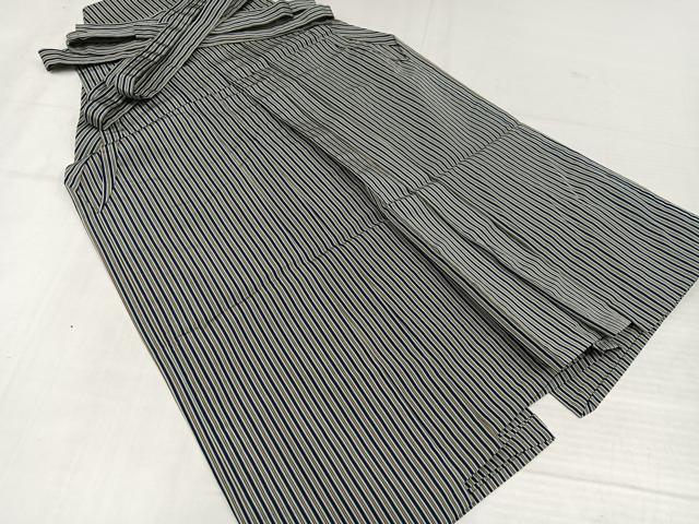 平和屋着物●男性　馬乗り袴　縞　正絹　逸品　AABJ9282ph