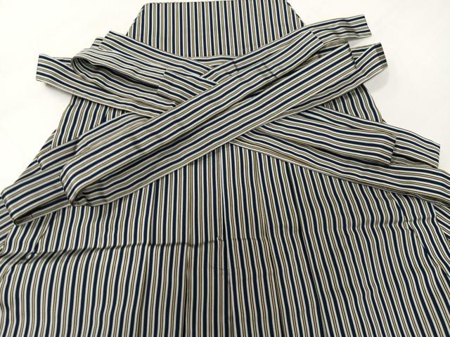 平和屋着物●男性　馬乗り袴　縞　正絹　逸品　AABJ9282ph