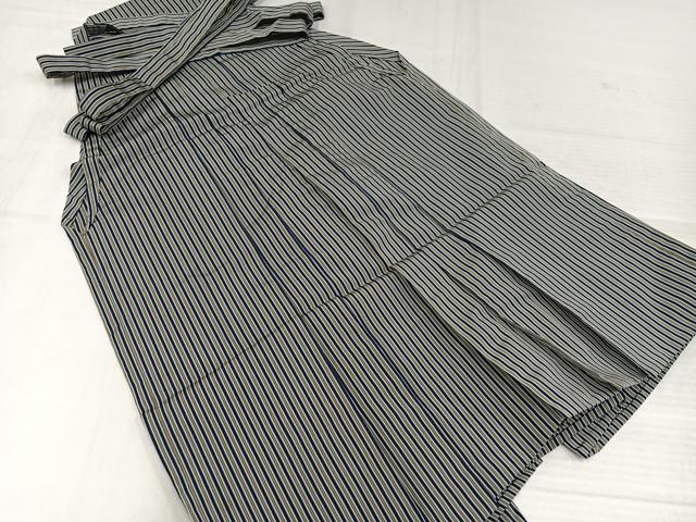 平和屋着物●男性　馬乗り袴　縞　正絹　逸品　AABJ9284ph