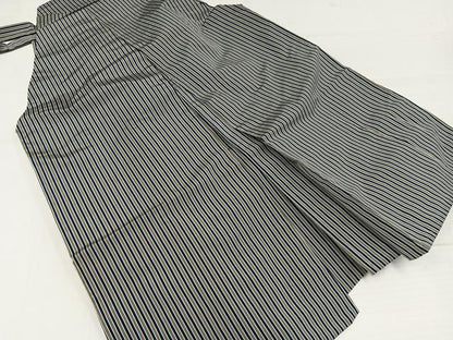 平和屋着物●男性　馬乗り袴　縞　正絹　逸品　AABJ9284ph