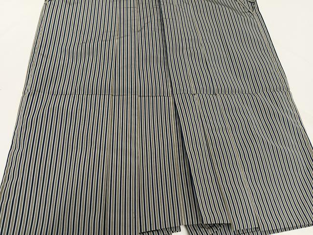 平和屋着物●男性　馬乗り袴　縞　正絹　逸品　AABJ9286ph
