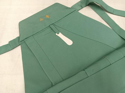 平和屋着物●男性　馬乗り袴　色無地　青磁色　正絹　逸品　AABJ9288ph