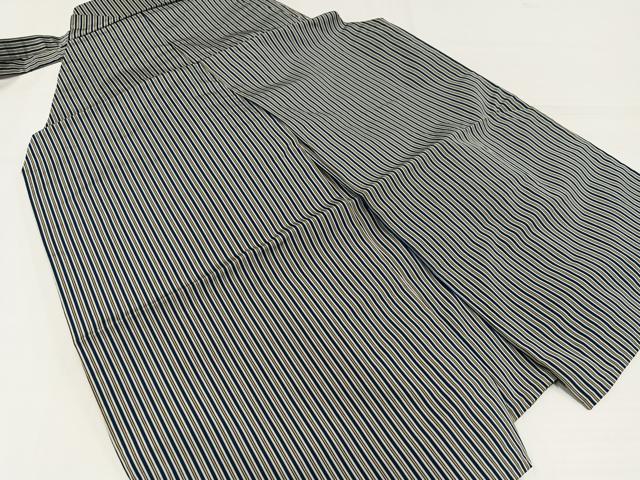 平和屋着物●男性　馬乗り袴　縞　正絹　逸品　AABJ9291ph