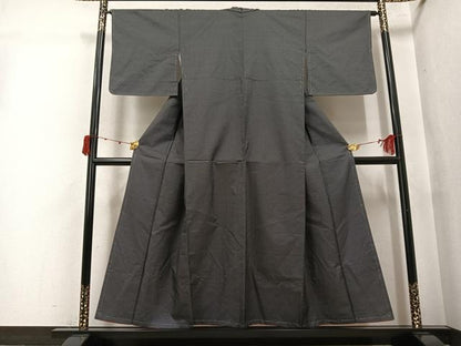 平和屋着物●上質な紬　100亀甲　総詰め　黒地　正絹　逸品　未使用　AABJ9294ph