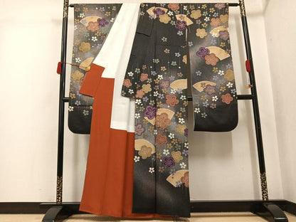 平和屋着物●豪華振袖　駒刺繍　地紙梅文　金彩　正絹　逸品　AABJ9301ph