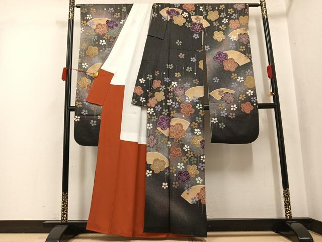 平和屋着物●豪華振袖　駒刺繍　地紙梅文　金彩　正絹　逸品　AABJ9301ph