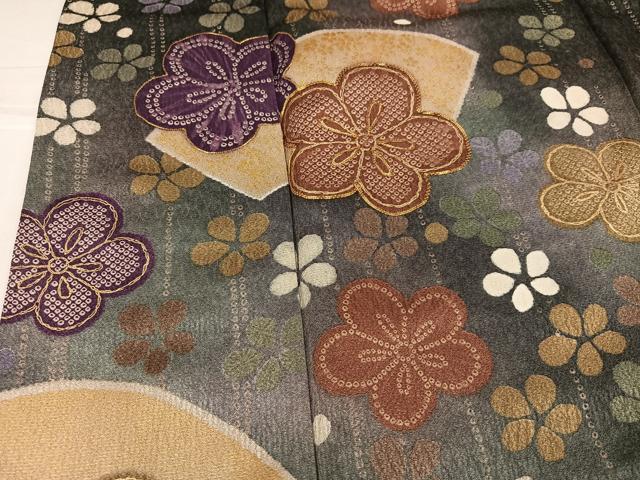平和屋着物●豪華振袖　駒刺繍　地紙梅文　金彩　正絹　逸品　AABJ9301ph