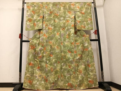 平和屋着物●上質な小紋　地紋起こし　花尽くし　暈し染め　正絹　逸品　AABJ9305ph