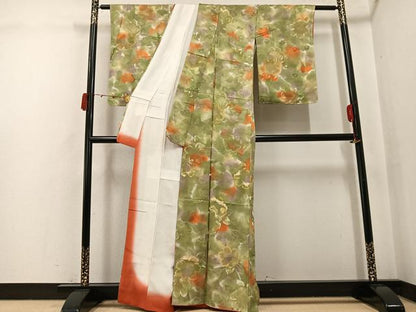 平和屋着物●上質な小紋　地紋起こし　花尽くし　暈し染め　正絹　逸品　AABJ9305ph