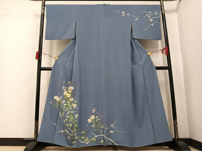 平和屋着物●手描友禅女流作家　一色生子　訪問着　枝花文　正絹　逸品　AABJ9308ph