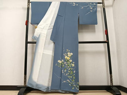 平和屋着物●手描友禅女流作家　一色生子　訪問着　枝花文　正絹　逸品　AABJ9308ph