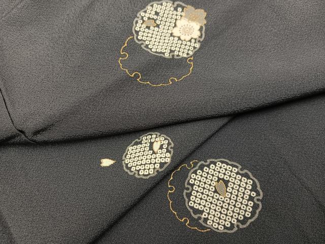 平和屋着物●上質な小紋　雪輪桜文　金彩　正絹　逸品　AABJ9311ph