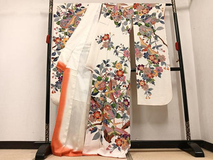 平和屋着物●豪華振袖　紅型　花鳥文　正絹　逸品　AABJ9312ph
