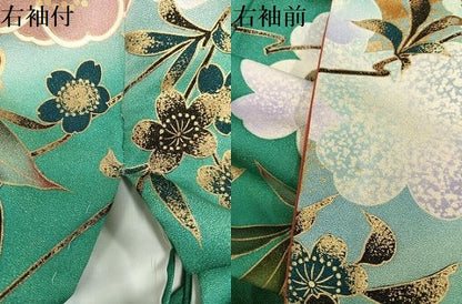 平和屋着物●豪華振袖　駒刺繍　花蝶文　暈し染め　金彩　金通し地　正絹　逸品　AABJ9314ph