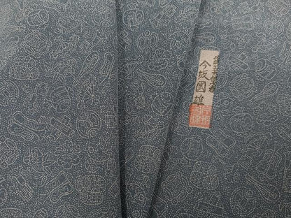 平和屋着物●伝統工芸伝承者　今坂國雄　江戸小紋　宝尽くし　正絹　逸品　AABJ9315ph